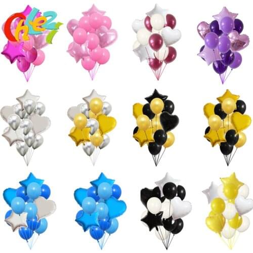 14pcs Rose Gold Star Heart Foil Balloons Air Wedding Decoration Helium Balloon Happy Birthday Party Decoration Kids Baby Shower