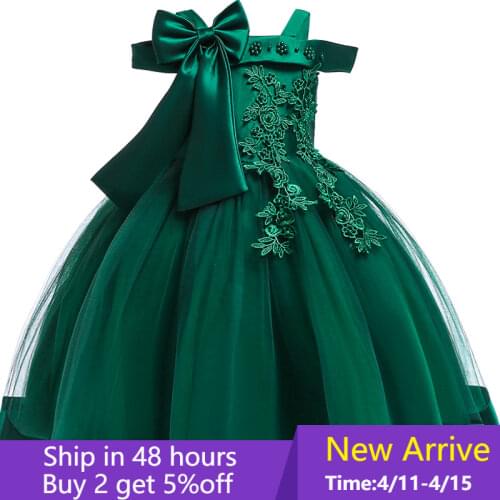 Embroidery Silk Princess Dress for Baby Girl Flower Elegant Girls Dresses Winter Party Christmas Halloween Kids Dresses Clothes