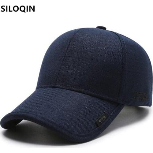SILOQIN New Mens Cap Simple Cotton Baseball Caps Snapback Hat Adjustable Size Middle-aged Elderly Male Bone Casual Sports Caps