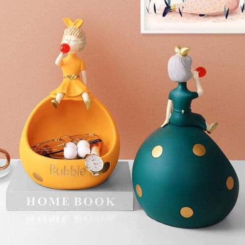 Modern Bubble Girl Storage Box Home Decoration Ornamental Resin Art Sculpture Figurines Home Decor Gift Decorative