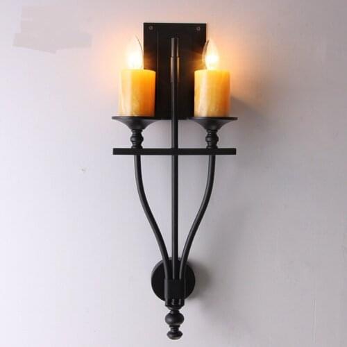Led Nordic American living room rustic double-headed candle wall lamp stairway aisle bedroom bedside creative LU725237