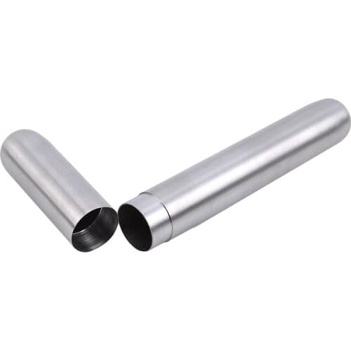 Stainless Steel Thick Cigar Tube Box Cylindrical Single Bottle Portable Business Metal Set Gift Boutique