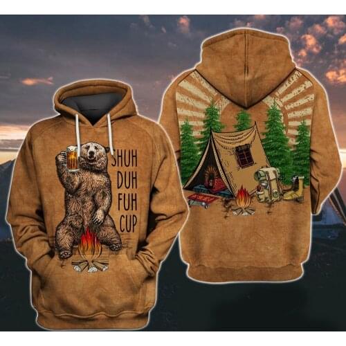 PLstar Cosmos Shuh Duh Fuh Cup Bear Campfire Camping 3D All Over Printed Shirt Hoodie Men Women Hooded Sweatshirt