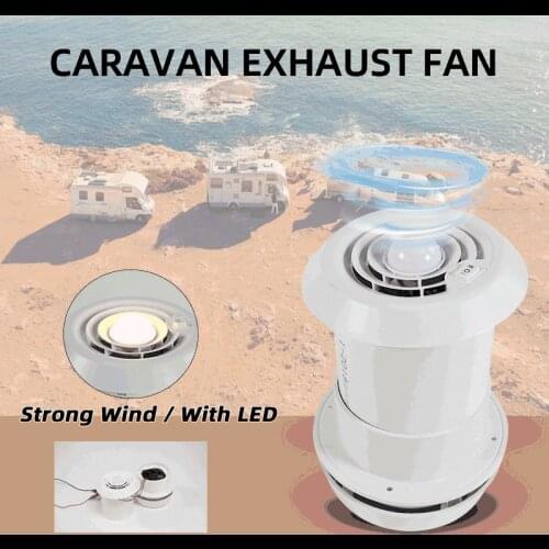 RV Fan Roof Exhaust Ventilation Fan 12V Mute And Strong Wind Two Gears Adjustable With LED Lights For Camper Kitchen Bathroom