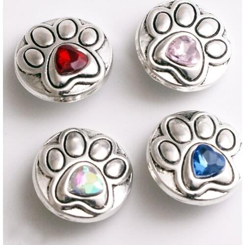 XH3781 DOG LOVE Birthstone Metal 18mm Snap button jewelry