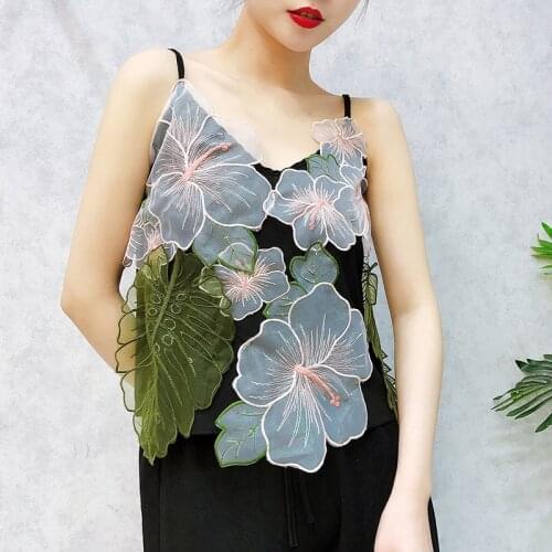 ALPHALMODA Lace Flowers 3D Pattern Women Summer Chic Camisoles r Hong Kong style retro chic Camisole female summer coat outside