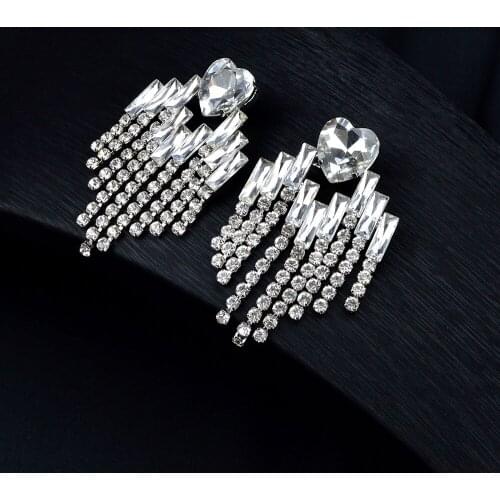 CINDY XIANG Large Drop Earrings Bride Teardrop Shape Crystal Earrings for Women Rhinestone Dangle Wedding Earring Jewelry Gifts