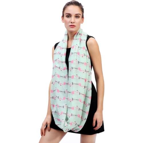 Flamingos Print Womens Infinity Loop Tube Scarf Soft Lightweight