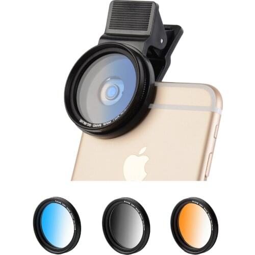 ZOMEI M2 37MM Professional 37MM Mobile Phone camera Gradually Color Lens Filter Kit + Lens Clips Set For Iphone For Samsung