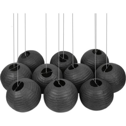 10pcs/Lot Round Paper Lanterns Black Color Paper Lanterns Lamps Party Suppliers Halloween Days Easter Lanterns Decoration