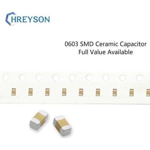 100Pcs 0603 SMD Capacitor Electronics 5% 10% 20% 1608 22pF 510pF 33nF 6.3V 16V 25V 50V 181K 334K Full Value Available DIY Kit