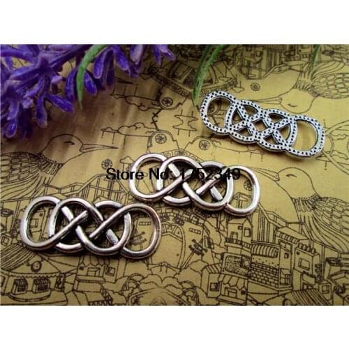100pcs--Double charms,Antique Tibetan Silver Wire Mesh Double symbol Charm Connector for Bracelet 13x33mm