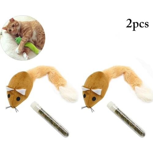 2PCS 2020 New Animal Toy Catnip Toy Lovely Plush Cat Mice Toy Pet Plush Chew Toy With Catnip Cat Clean Teeth Training Tool gatos
