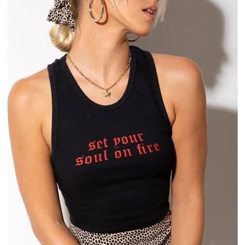 2021 Fashion Letter Print Tank Tops Women Sleeveless Crew Neck Slim Fit Crop Top Holiday Casual Sexy Short Tops Streetwear