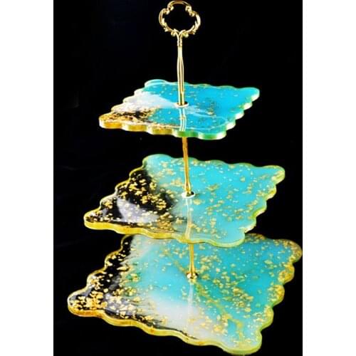 3 Tier cake Stands DIY Resin Molds Round Square Tray Silicone Casting Mould