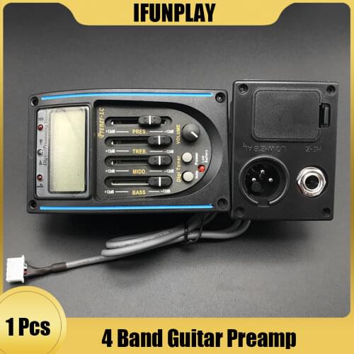 4 Band LC-4 Acoustic Guitar Preamp Guitarra EQ Equalizer Piezo Pickup with Tuner Violao Accessories Drop shipping
