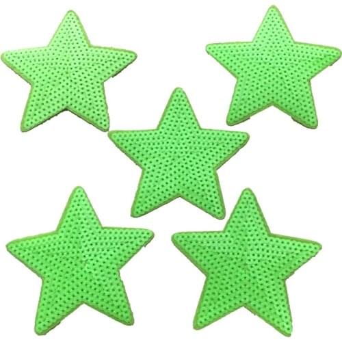 10pcs/lot 8.5cm Neon Green Star Sequined Iron on Patches for Bags Shoes Clothes DIY Decal Accessories