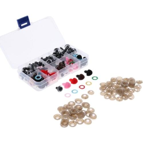 50pcs 12mm 5 Colors Shinning Plastic Safety Eyes + 25pcs Velvet Noses for Teddy Bear Soft Animal Toy Kid DIY Craft