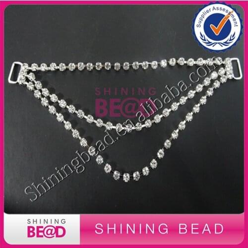 50pcs/lot Charm Metal Chain Buttons Crystal Rhinestone Bikini Swimwear Connectors/ Buckle For Swimwear Headband