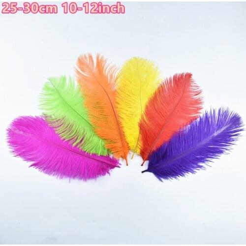 50pcs/Lot Ostrich Feathers for Decoration 25-30cm 10-12" Colored Ostrich Feather Decor Wedding Craft Carnival Party Accessories