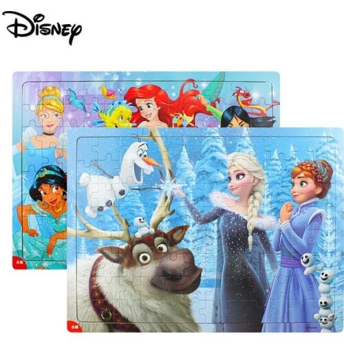 96pcs Disney Frozen Princess Mickey Cartoon Wooden Jigsaw Puzzle Toy Children Early Educational Toys Birthday Gift For Girls