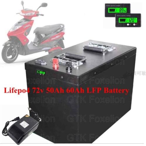 Lifepo4 72v 50Ah LFP Electric Bike Battery Power 5000w 72v 50ah VRLA solar wind scooter motor cycle 87.6v 10A Charger