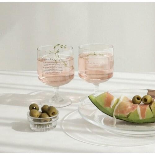 175ml Korean INS Internet Popularity Lettered Goblet Popular Style Juice Dessert Ice Cream Cup Special Whisky Brandy Wine Glass