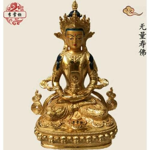12"/30cm Handpainted Bronze statues Buddha Divinity Rinpoche Amitayus Amitabha