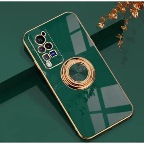 Case For VIVO X50 Pro X60 Cover Ring Kickstand Magnetic Car Mount Plating Silicone Shockproof Case For VIVO X30 Pro