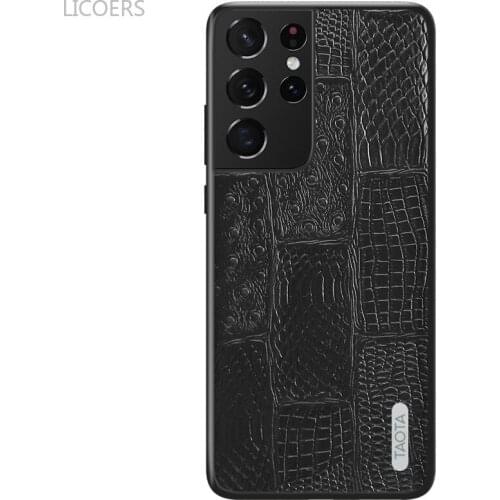 Cowhide Leather Case for Samsung Galaxy S21 Ultra S20 FE Plus Note 20 Phone Cover Full Anti-fingerprint Anti-fall Shell Fundas
