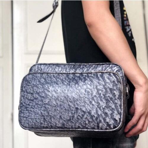 Ouruili Ostrich skin leisure business large capacity womens bag zipper womens single shoulder bag cross bag women handbag