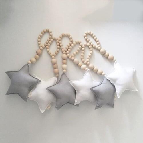 Wooden Beads Moon Star Heart Ornaments Dream Catcher Kids Room Decoration Wall Hanging Girls Baby Tents Decorative