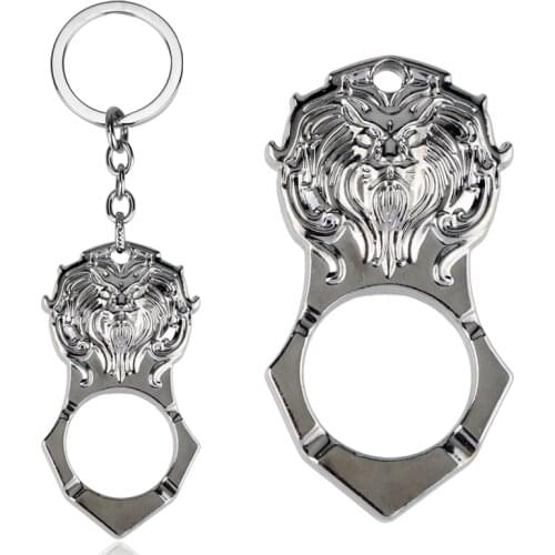 Dongsheng WOW Game World of War craft Lion Keychain Black Lion King Head Alloy Key Pendant Chaveiro bottle opener Keyring -50