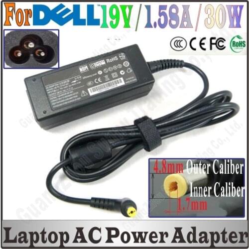 DHL Shipping, New Brand 19V 1.58A 4.8mm*1.7mm AC Power Adapter For dell Laptop Charger Output 30W