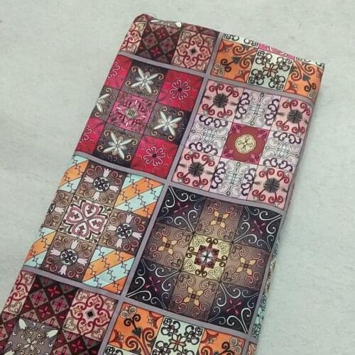 Pretty African Style Square Flower Patterns Printed Cotton Fabric 50x105cm Africa Fabric Patchwork Cloth Bag Home Decor