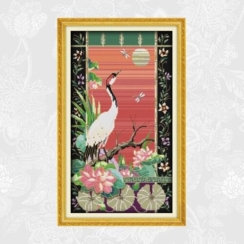 Crane Printed Canvas 14CT 11CT Cross Stitch kits, Embroidery Handmade Needlework Sets, Home Decoration Send Accessory Tools