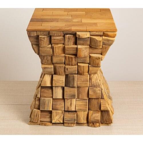 Thailand imported solid wood shoes changing stool log pier retro square stool Southeast Asia Hotel Club decoration
