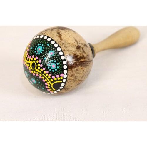 Coconut Shell Sand Hammer Shaker Gourd Kashaka Indonesia Shaker Rattle Percussion Musical Instrument Toy