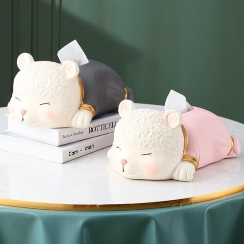Nordic Minimalist Resin Tissue Box Creative Living Room Kitchen Cute Household Pumping Box Coffee Table Desktop Piggy Decoration