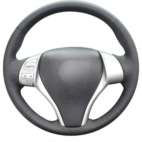 Top Leather Steering Wheel Hand-stitch on Wrap Cover For Nissan Teana Altima 2013-2016 X-Trail QASHQAI Rogue Sentra Tiida