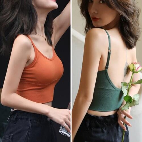 U-shaped Women Crop Tops Sleeveless Camis Sports Bra Crop Top Top Tank Sexy Lingerie With Removable Padded Camisole Streetwear