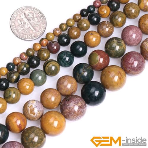 4 6 8 10 12mm Natural Yellow Ocean Jaspers Round Accessories Beads For Jewelry Making Strand 15 inch DIY Jewelry Bead For Gift