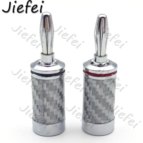June 2019 New 2/4PCS Copper Speaker Screw Carbon Fiber Rhodium Plating Plug Banana Connector Carbon Fiber Banana Jack Adapter