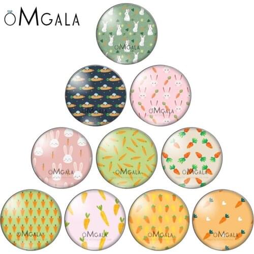 Cute Carrot Bunny Rabbit Pattern Backgroud Round photo glass cabochon demo flat back Making findings 12mm/18mm/20mm/25mm/30mm