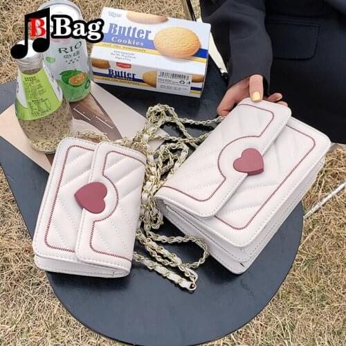 Fashion Metal chain Crossbody Bags PU Leather Shoulder bag 2020 Fashion Women Love Buckle Trend Ladies Handbag Satchel