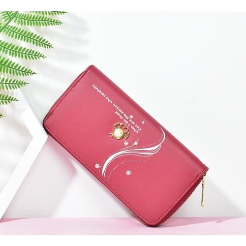 Fashion Women Double Zipper Wallet Long PU Leather Clutch Large-Capacity Credit Card Holders Female Love-Heart Money Bag Purse