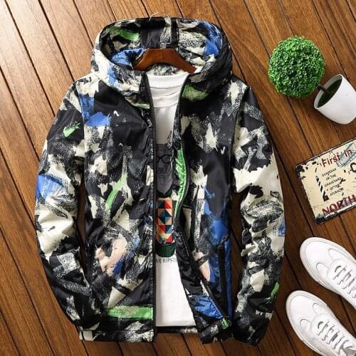 Mens Winter Jacket Hooded Cotton-padded Clothes Mens Camouflage Winter COUPLES Cotton-padded Clothes Slim Fit Clothes