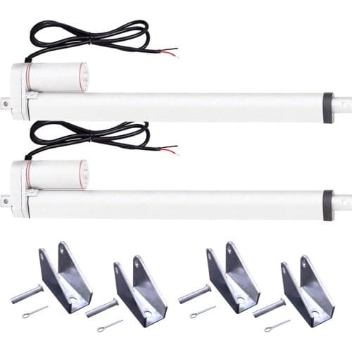 Set of 2 450mm/18" Stroke 1000N/220lbs Heavy Duty 12V Linear Actuator & Mounting Brackets Multi-function for Electronic Lifting