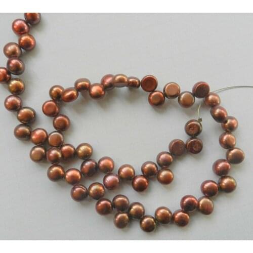 Natural 8-9mm Brown Pearl Coin Loose Beads 15inch
