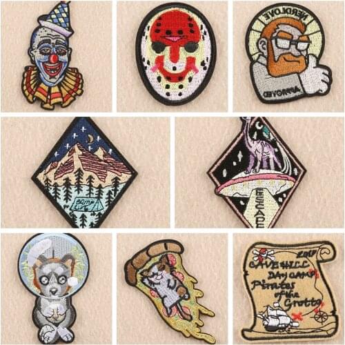 2019 New creativity landscape Badges Iron On Treasure map patches for Clothing Flying carpet cat Appliques Embroidered Patches